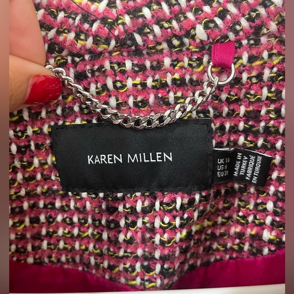 Karen Millen Pink Fringe Tweed Blazer Jacket - Picture 6 of 16